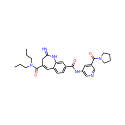 CCCN(CCC)C(=O)C1=Cc2ccc(C(=O)Nc3cncc(C(=O)N4CCCC4)c3)cc2NC(=N)C1 ZINC001772577584