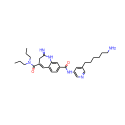 CCCN(CCC)C(=O)C1=Cc2ccc(C(=O)Nc3cncc(CCCCCCN)c3)cc2NC(=N)C1 ZINC001772573203