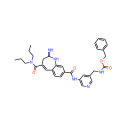 CCCN(CCC)C(=O)C1=Cc2ccc(C(=O)Nc3cncc(CNC(=O)OCc4ccccc4)c3)cc2NC(=N)C1 ZINC001772587235