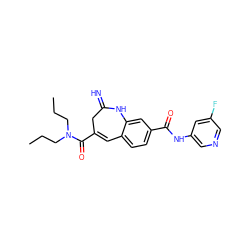 CCCN(CCC)C(=O)C1=Cc2ccc(C(=O)Nc3cncc(F)c3)cc2NC(=N)C1 ZINC001772616244