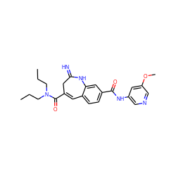 CCCN(CCC)C(=O)C1=Cc2ccc(C(=O)Nc3cncc(OC)c3)cc2NC(=N)C1 ZINC001772649824