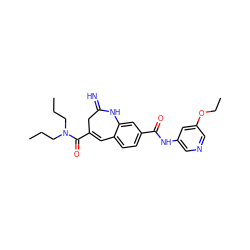 CCCN(CCC)C(=O)C1=Cc2ccc(C(=O)Nc3cncc(OCC)c3)cc2NC(=N)C1 ZINC001772608135