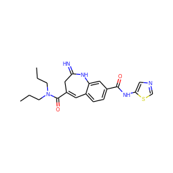 CCCN(CCC)C(=O)C1=Cc2ccc(C(=O)Nc3cncs3)cc2NC(=N)C1 ZINC001772589740