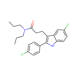 CCCN(CCC)C(=O)CCc1c(-c2ccc(Cl)cc2)[nH]c2ccc(Cl)cc12 ZINC000001535098