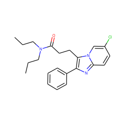 CCCN(CCC)C(=O)CCc1c(-c2ccccc2)nc2ccc(Cl)cn12 ZINC000013765540