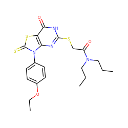 CCCN(CCC)C(=O)CSc1nc2c(sc(=S)n2-c2ccc(OCC)cc2)c(=O)[nH]1 ZINC000018057301