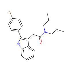 CCCN(CCC)C(=O)Cc1c(-c2ccc(Br)cc2)[nH]c2ccccc12 ZINC000013833100