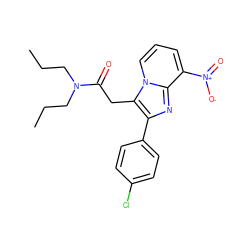 CCCN(CCC)C(=O)Cc1c(-c2ccc(Cl)cc2)nc2c([N+](=O)[O-])cccn12 ZINC000013801046