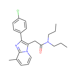 CCCN(CCC)C(=O)Cc1c(-c2ccc(Cl)cc2)nc2c(C)cccn12 ZINC000001483333