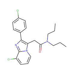 CCCN(CCC)C(=O)Cc1c(-c2ccc(Cl)cc2)nc2c(Cl)cccn12 ZINC000001483335