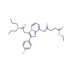 CCCN(CCC)C(=O)Cc1c(-c2ccc(Cl)cc2)nc2c(NC(=O)CCC(=O)OCC)cccn12 ZINC000040939865