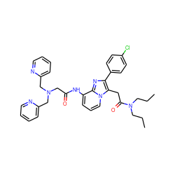 CCCN(CCC)C(=O)Cc1c(-c2ccc(Cl)cc2)nc2c(NC(=O)CN(Cc3ccccn3)Cc3ccccn3)cccn12 ZINC000169350865