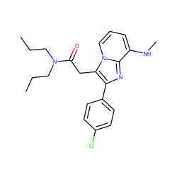 CCCN(CCC)C(=O)Cc1c(-c2ccc(Cl)cc2)nc2c(NC)cccn12 ZINC000013801059