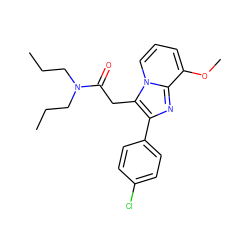 CCCN(CCC)C(=O)Cc1c(-c2ccc(Cl)cc2)nc2c(OC)cccn12 ZINC000013801049