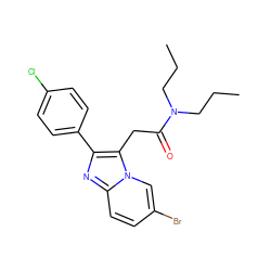 CCCN(CCC)C(=O)Cc1c(-c2ccc(Cl)cc2)nc2ccc(Br)cn12 ZINC000013765523