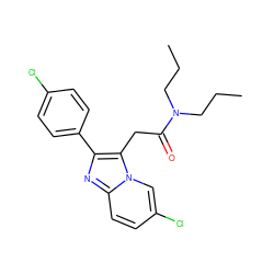 CCCN(CCC)C(=O)Cc1c(-c2ccc(Cl)cc2)nc2ccc(Cl)cn12 ZINC000000599598