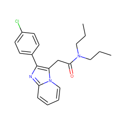 CCCN(CCC)C(=O)Cc1c(-c2ccc(Cl)cc2)nc2ccccn12 ZINC000013801069