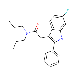 CCCN(CCC)C(=O)Cc1c(-c2ccccc2)[nH]c2cc(F)ccc12 ZINC000013833104