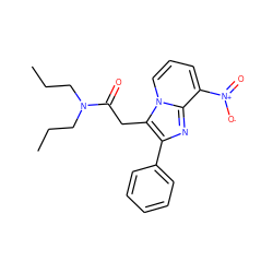 CCCN(CCC)C(=O)Cc1c(-c2ccccc2)nc2c([N+](=O)[O-])cccn12 ZINC000013801044