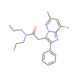 CCCN(CCC)C(=O)Cc1c(-c2ccccc2)nc2c(Br)cc(C)cn12 ZINC000013765537