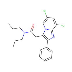 CCCN(CCC)C(=O)Cc1c(-c2ccccc2)nc2c(Cl)cc(Cl)cn12 ZINC000013765529