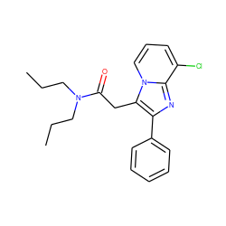 CCCN(CCC)C(=O)Cc1c(-c2ccccc2)nc2c(Cl)cccn12 ZINC000013801052