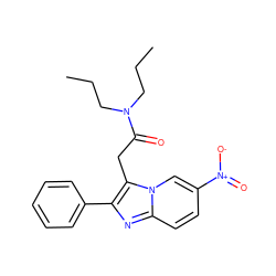 CCCN(CCC)C(=O)Cc1c(-c2ccccc2)nc2ccc([N+](=O)[O-])cn12 ZINC000013765520