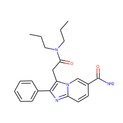 CCCN(CCC)C(=O)Cc1c(-c2ccccc2)nc2ccc(C(N)=O)cn12 ZINC000013801039