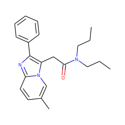 CCCN(CCC)C(=O)Cc1c(-c2ccccc2)nc2ccc(C)cn12 ZINC000013765515