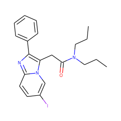 CCCN(CCC)C(=O)Cc1c(-c2ccccc2)nc2ccc(I)cn12 ZINC000013765513