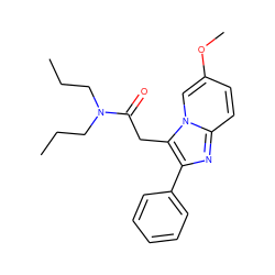 CCCN(CCC)C(=O)Cc1c(-c2ccccc2)nc2ccc(OC)cn12 ZINC000013765518