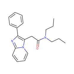 CCCN(CCC)C(=O)Cc1c(-c2ccccc2)nc2ccccn12 ZINC000013765507