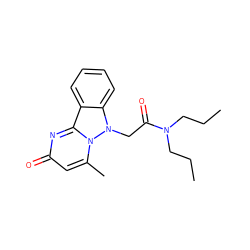 CCCN(CCC)C(=O)Cn1c2ccccc2c2nc(=O)cc(C)n21 ZINC000002908527