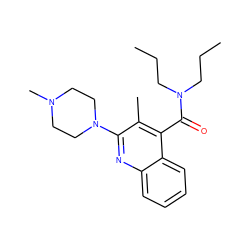 CCCN(CCC)C(=O)c1c(C)c(N2CCN(C)CC2)nc2ccccc12 ZINC000013644275