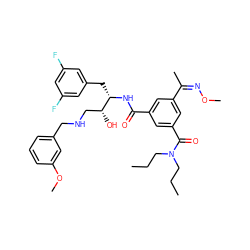 CCCN(CCC)C(=O)c1cc(C(=O)N[C@@H](Cc2cc(F)cc(F)c2)[C@H](O)CNCc2cccc(OC)c2)cc(/C(C)=N\OC)c1 ZINC000043017624