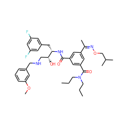 CCCN(CCC)C(=O)c1cc(C(=O)N[C@@H](Cc2cc(F)cc(F)c2)[C@H](O)CNCc2cccc(OC)c2)cc(/C(C)=N\OCC(C)C)c1 ZINC000049615014