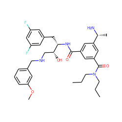 CCCN(CCC)C(=O)c1cc(C(=O)N[C@@H](Cc2cc(F)cc(F)c2)[C@H](O)CNCc2cccc(OC)c2)cc([C@@H](C)N)c1 ZINC000042920001