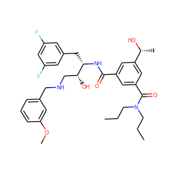 CCCN(CCC)C(=O)c1cc(C(=O)N[C@@H](Cc2cc(F)cc(F)c2)[C@H](O)CNCc2cccc(OC)c2)cc([C@@H](C)O)c1 ZINC000042989102