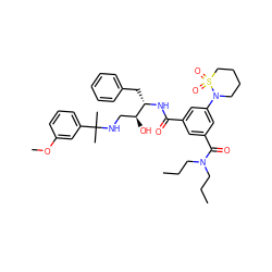 CCCN(CCC)C(=O)c1cc(C(=O)N[C@@H](Cc2ccccc2)[C@@H](O)CNC(C)(C)c2cccc(OC)c2)cc(N2CCCCS2(=O)=O)c1 ZINC000169342026