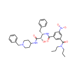 CCCN(CCC)C(=O)c1cc(C(=O)N[C@@H](Cc2ccccc2)[C@H](O)C(=O)NC2CCN(Cc3ccccc3)CC2)cc([N+](=O)[O-])c1 ZINC000042835612