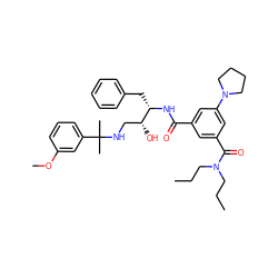 CCCN(CCC)C(=O)c1cc(C(=O)N[C@@H](Cc2ccccc2)[C@H](O)CNC(C)(C)c2cccc(OC)c2)cc(N2CCCC2)c1 ZINC000169342050