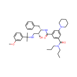 CCCN(CCC)C(=O)c1cc(C(=O)N[C@@H](Cc2ccccc2)[C@H](O)CNC(C)(C)c2cccc(OC)c2)cc(N2CCCCC2)c1 ZINC000169342031