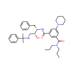 CCCN(CCC)C(=O)c1cc(C(=O)N[C@@H](Cc2ccccc2)[C@H](O)CNC(C)(C)c2ccccc2)cc(N2CCCCC2)c1 ZINC000169342034