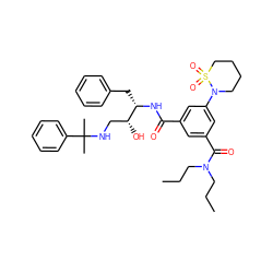 CCCN(CCC)C(=O)c1cc(C(=O)N[C@@H](Cc2ccccc2)[C@H](O)CNC(C)(C)c2ccccc2)cc(N2CCCCS2(=O)=O)c1 ZINC000169342028