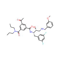 CCCN(CCC)C(=O)c1cc(C(C)=O)cc(C(=O)N[C@@H](Cc2cc(F)cc(F)c2)[C@H](O)CNCc2cccc(OC)c2)c1 ZINC000042963958