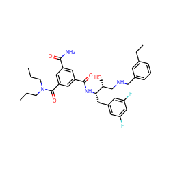 CCCN(CCC)C(=O)c1cc(C(N)=O)cc(C(=O)N[C@@H](Cc2cc(F)cc(F)c2)[C@H](O)CNCc2cccc(CC)c2)c1 ZINC000028705232