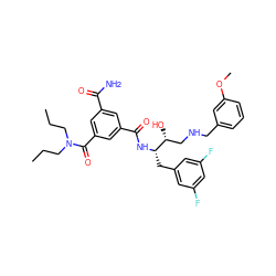 CCCN(CCC)C(=O)c1cc(C(N)=O)cc(C(=O)N[C@@H](Cc2cc(F)cc(F)c2)[C@H](O)CNCc2cccc(OC)c2)c1 ZINC000016052353