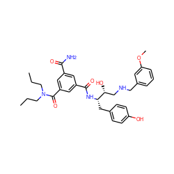 CCCN(CCC)C(=O)c1cc(C(N)=O)cc(C(=O)N[C@@H](Cc2ccc(O)cc2)[C@H](O)CNCc2cccc(OC)c2)c1 ZINC000028705238