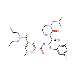 CCCN(CCC)C(=O)c1cc(C)cc(C(=O)N[C@@H](Cc2cc(F)cc(F)c2)[C@H](O)[C@@H]2NCCN(CC(C)C)C2=O)c1 ZINC000042834263