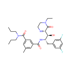 CCCN(CCC)C(=O)c1cc(C)cc(C(=O)N[C@@H](Cc2cc(F)cc(F)c2)[C@H](O)[C@@H]2NCCN(CC)C2=O)c1 ZINC000042891683